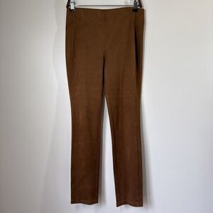 Aritzia Wilfred Nivelle Pants Size 8 Slim Fit Camel Faux Suede Stretch Festival